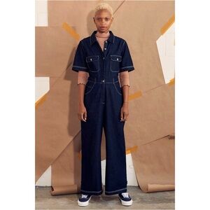 Harper Sage Size S Denim Sage Utility Jumpsuit Dark Wash Indigo Denim